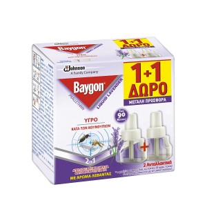 Baygon Liquid Ανταλλακτικό Εντομοαπωθητικό Λεβάντα 90 Νύχτες Baygon 2x(2x27ml)
