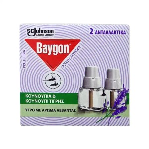 Baygon Liquid Ανταλλακτικό Εντομοαπωθητικό Λεβάντα 90 Νύχτες Baygon 2x(2x27ml)