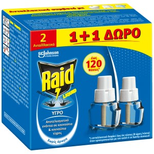Raid Υγρό Ανταλλακτικό για Κουνούπια 36ml 1+1 Δώρο