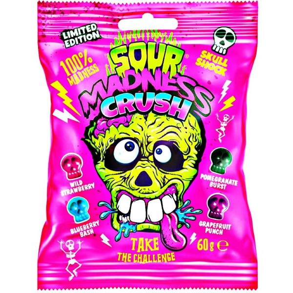 Sour Madness crush (ροζ) καραμέλες 60gr Sour Madness crush (ροζ) καραμέλες 60gr