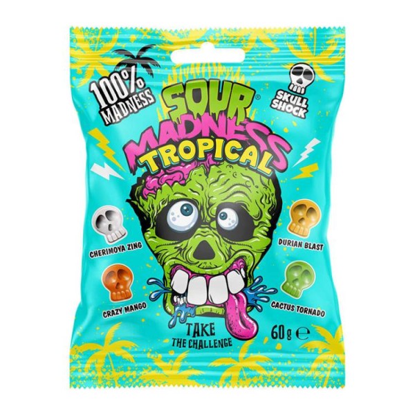 Sour Madness Tropical (πράσινο) καραμέλες 60gr Sour Madness Tropical (πράσινο) καραμέλες 60gr