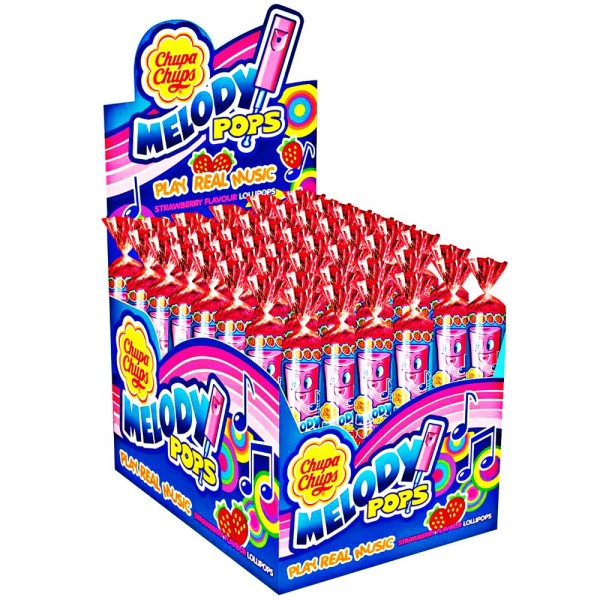Chupa Chups Melody Pops Φράουλα Γλειφιτζούρι 48τεμ. Chupa Chups Melody Pops Φράουλα Γλειφιτζούρι 48τεμ.