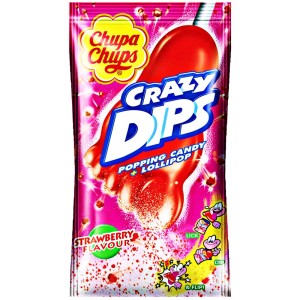 Chupa Chups Crazy Dips Strawberry Γλειφιτζούρι 24τεμ.