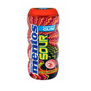 Mentos Sure Strawberry Μπουκάλι Τσίχλες 12χ28gr
